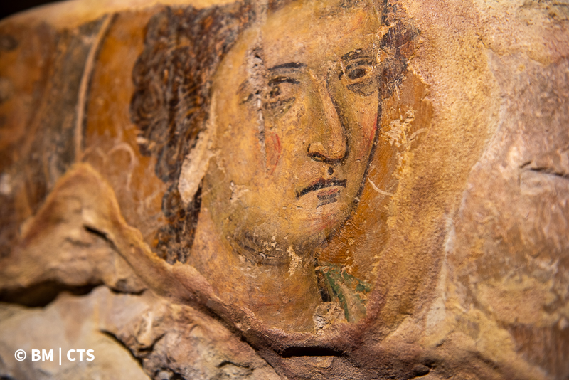 Terra Sancta Museum - nuovo allestimento. Affresco di un angelo nella sala dedicata al Getsemani