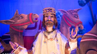 The puppet of the one of the Wise Men character created by the Colla puppeteers