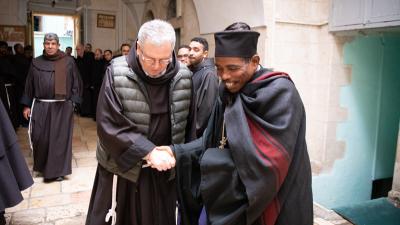 The Custos received by Father Gebre Kidane at the Ethiopian Orthodox Patriarchate