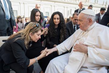 Pope Francis with fr Faltas (Shireen)